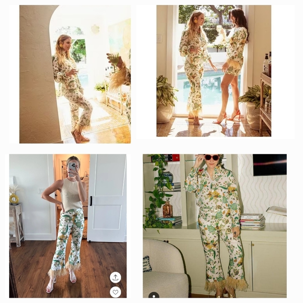 NWT Antonio Melanie Floral Pants  Matching Set Sz L - Picture 4 of 15